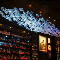 Lustre en verre soufflé à la main personnalisé, style moderne de luxe, luminaire suspendu LED pour bar, hôtel, hall, restaurant, salon