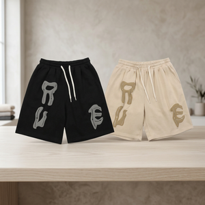 Pantalones Cortos Bermuda de Algodón para Hombre con Cordón Ajustable, Logotipo Frontal, Transpirables, Estilo Urbano, Cintura Media, Colores Negro y Beige - Product Image 1