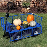 Chariot de jardin robuste en fonte, pliable, pneumatique 3.50-4, chariot à main à quatre roues, plateforme en maille, outils OEM, charge 250 kg
