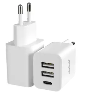 Eu Voorraad Verzending Fabriek Goedkope Prijs Plug 18W Dual Usb Type C Qc3.0 Snel Opladen Mobiele Oplader