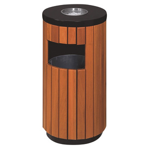 Contenedores de basura redondos de plástico y madera personalizados para lugares turísticos, contenedores para desechos de frutas al aire libre, parques y uso comercial. - Product Image 4
