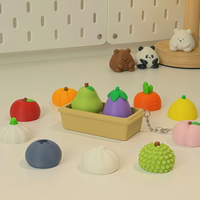 Porte-clés double face Fruits & Légumes, design original, breloque de sac, jouet anti-stress à presser, squishy viral