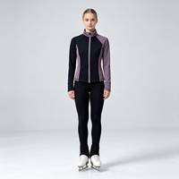Ensemble de patinage artistique pour femmes et filles, veste et pantalon, noir, patchwork, spandex, haute élasticité, classique, orné de cristaux