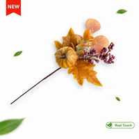 Branchelettes florales vintage d'automne, fausses mini-tournesols, érables et baies pour la décoration de cheminée, de manteau de cheminée et de vase