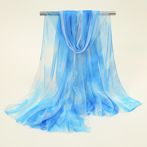 Écharpes de plage pour femmes, vente <span class=keywords><strong>chaude</strong></span> de l'été, écharpes de haute qualité, 140*90cm, fines, dégradées, en mousseline de soie, écharpe enveloppante - Product Image 2