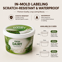 Contenant rond en PP de qualité alimentaire avec logo IML personnalisé pour yaourt, 4oz, 8oz, 20oz, pour les boutiques de yaourt à emporter