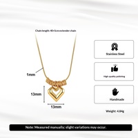 Collier pendentif cœur élégant pour femme DS, chaîne serpent en acier inoxydable 304 plaqué or 18 carats, bijou pendentif cœur creux tendance