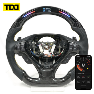พวงมาลัยคาร์บอนไฟเบอร์แท้ TDD พร้อมไฟ LED สำหรับ Acura TLX Honda Accord ปี 2013-2024 หุ้มหนังแบบเจาะรูสั่งทำพิเศษ - Product Image 1
