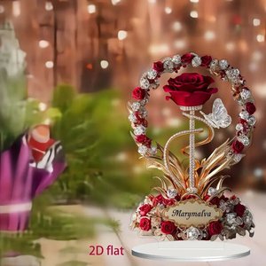 Ornement en plastique acrylique écologique Rose rouge Cadeau pour maman Motif Gravure personnalisée Élégant Bureau Décorations pour la fête des mères - Product Image 5