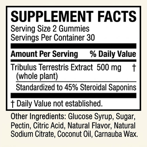 Gomitas de Extracto de Tribulus Terrestris OEM ODM 500mg 60 Unidades a Granel Marca Privada - Product Image 3