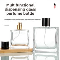 Flacon de parfum vide haut de gamme en verre plat carré, imprimé sérigraphié, avec pulvérisateur, mini-échantillon rechargeable, modèle XF-12-13