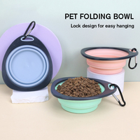 Bol pliable pour animaux de compagnie en TPR, bol à nourriture et à eau pour chien, camping en plein air, voyage, bol pliable portable pour animaux de compagnie avec mousqueton, produits pour animaux de compagnie