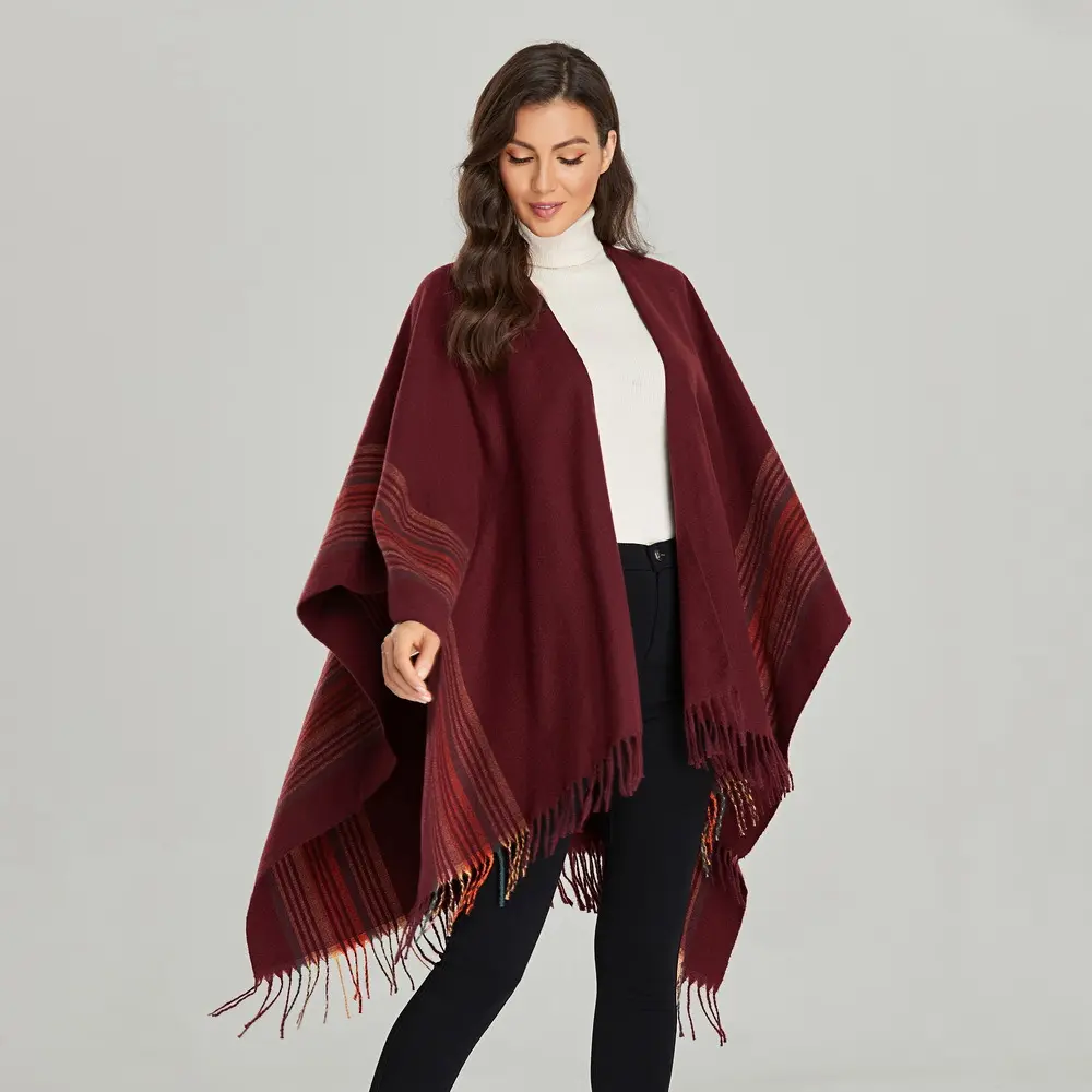 Senhoras pashmina xailes do lenço moda inverno estilo nepal cor sólida borlas cachecol ponchos capes cashmere manta acrílica
