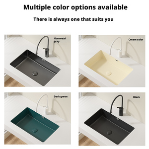 Lavabo rectangulaire en céramique moderne à encastrer sous le comptoir, lavabos de salle de bain, lavabo mat pour salle de bain, hôtel, balcon - Product Image 4