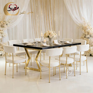 Luxury Wedding Stainless Steel Base MDF Top Contemporary Design Customizable Rectangle Shape Dinner <b>Table</b> Hotel Home Furniture - Product Image 1