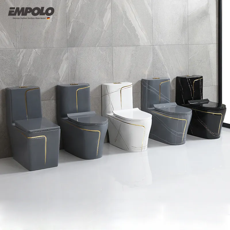 Empolo ถ้วยเซรามิกสุขภัณฑ์แบบหนึ่งชิ้นโถชักโครกสีเดียวสำหรับห้องน้ำในโรงแรมหรูหรา