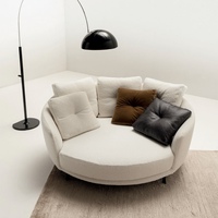 Muebles de Diseño, Juego de Sofás en Forma de L para Sala de Estar, Respaldo Curvo Personalizado, Base de Madera, Sillón Individual