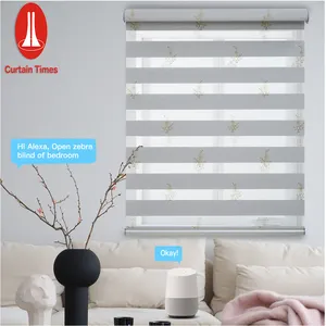 Motorized Shade Blinds Smart Phone Electric Roller Blinds Motorized Zig Bee Electric Double Dual Roller Zebra Blinds