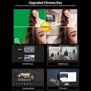 AVMATRIX Shark H4 ATX 비디오 믹서 스위처, 4개의 HDMI 입력, SD 카드 USB 레코더 포함, 라이브 스트리밍용 - Product Image 5