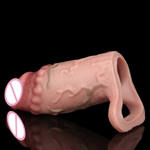 Realistic Hollow Penis Sleeve Cock Enlargement for Men Silicone Cock Ring Extender Adult Couples Sex Toys - Product Image 5