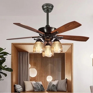 Lampes LED pour restaurant, plafonnier simple de style européen, avec lumière, ventilateur rétro de style campagnard, lustre - Product Image 2