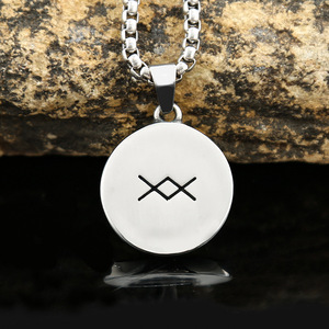 yunnique Stainless Steel Nordic Compass Pendant With Runes Symbol Men's Necklace 60cm <b>Chain</b> Gift Jewelry - Product Image 3