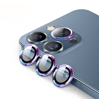 Protecteur d'écran en métal transparent pour objectif d'appareil photo 3D 9H en verre trempé pour iPhone 15 Pro Max 14 13 12 11 3 pièces en verre d'appareil photo