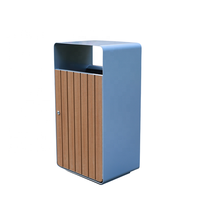 Conteneur à déchets en bois d'extérieur, poubelle publique pour rue urbaine, parc, grande poubelle de recyclage, bac à déchets commercial