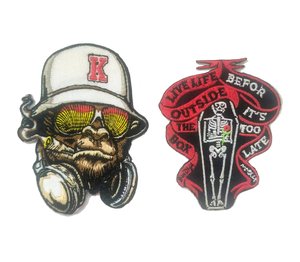 Nhà Máy Bán buôn Chất lượng cao tùy chỉnh khỉ sọ thêu các bản vá lỗi thân thiện với môi 3D tim sắt-on cho tăng cường - Product Image 1