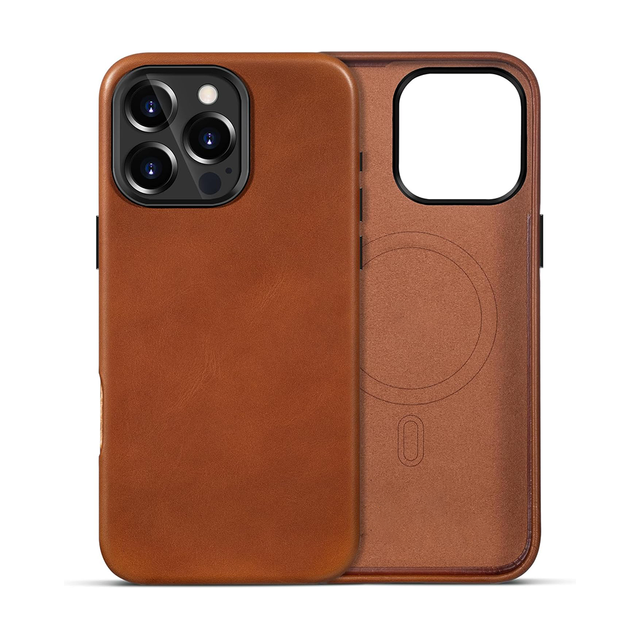 OEM Genuine Leather Phone Case Oil Wax Full Wrap Case With Magnetic for IPhone 16 Pro Max