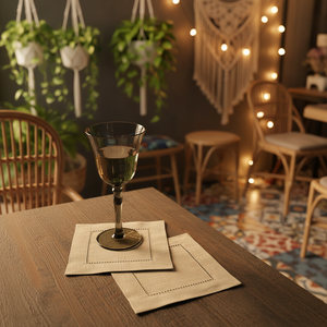 Napperons de table modernes en lin naturel brodés de fleurs pour mariage, banquet, événement – Fins, réutilisables et écologiques - Product Image 4