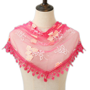 Offre Spéciale couleur unie fleur imprimé triangulaire écharpe <span class=keywords><strong>Voile</strong></span> avec glands châle Foulard étole dames <span class=keywords><strong>Bonnet</strong></span> mantille <span class=keywords><strong>voile</strong></span> - Product Image 5