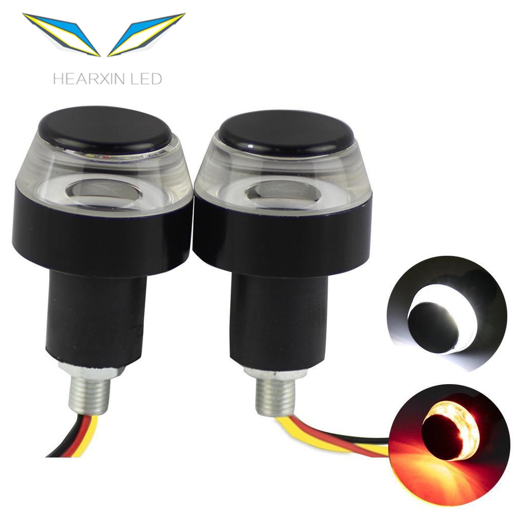 DC 12V мотоциклов светодиодный фонарь на Руль конец Поворотная сигнальная лампа белого и желтого цвета Ручка Бар Авто Боковой габаритный фонарь