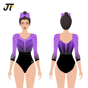 Justaucorps <span class=keywords><strong>de</strong></span> <span class=keywords><strong>gymnastique</strong></span> rythmique à manches longues pour filles - Justaucorps avec logo Candy Crystal et shorts pour l'entraînement des enfants - Product Image 2