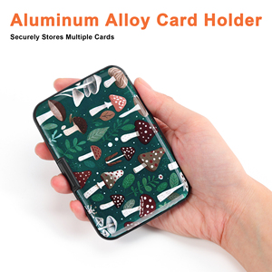 Porte-cartes de crédit anti-RFID personnalisé à motif de dessin animé, style individuel, en alliage d'aluminium, étui rigide, mini pochette avant avec bouton - Product Image 5