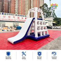 Toboggan aquatique gonflable commercial en PVC pour intérieur, combo toboggan tropical palmier avec piscine et zone de rebond pour adultes, écoles et résidences
