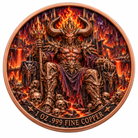 Pièce de monnaie d'imitation en cuivre pur 999 de 1 oz, électroplaquée, série Halloween, Démon de l'Enfer, en relief 3D, couleur UV, artisanat métallique