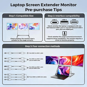 Monitor Triple Portátil de 16 Pulgadas, Pantalla Extendida de 3 Pantallas, Monitor Cuádruple Plegable, Compatible con Windows, <span class=keywords><strong>Mac</strong></span> M1, M2, M3, M4, M5 - Product Image 6