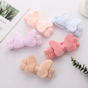 Turban en dentelle polaire doux avec nœud personnalisé Bandeaux bandeaux de douche avec nœud maquillage pour le lavage du visage - Product Image 3