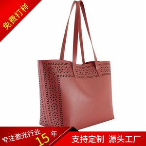 Shenghao Laser Cut Handbag Orange Perforated Floral Design Women's Tote <b>Bag</b> - Product Image 5