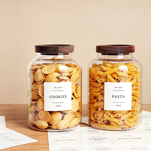 Barattolo in Vetro Grande Rotondo Fatto a Mano per Conservazione Alimenti con Coperchio Ermetico in Legno, Contenitori da Cucina in Vetro Borosilicato Trasparente - Product Image 2