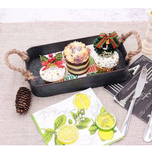 Plateau de service à fruits fait main avec poignée en corde pour la maison et les restaurants plateau en métal de couleur noire fer de haute qualité - Product Image 2