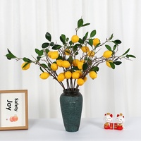 Kunstmatige citroen huisdecoratie fotografie rekwisiet nieuwjaarsgroene plant ornament 3-koppig 5-koppig 7-koppig bladeren kunstmatig fruit PU