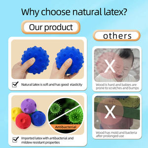 Bola de goma de gama alta de 9cm, juguete de látex suave para la Educación Infantil del bebé, juguetes de baño cognitivos con técnica de flocado - Product Image 2