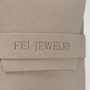 Custom Earring Microfiber Packaging Hot Sale <strong>Mini</strong> Small Jewelry Bags Snap Closure Luxury Suede <strong>Pouch</strong> With Flap Microfiber Bag - Product Image 3