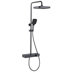 Ba-Chức Năng Nóng Và Lạnh Mưa Chrome Súng Màu Xám Vuông Massage Brass Phòng Tắm Treo Tường Đẩy Nút Tĩnh Nhiệt Vòi Hoa Sen Thiết Lập - Product Image 1