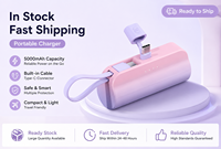 Batterie externe compacte et portable de 5000 mAh, chargeur d'urgence à double prise intégré avec indicateur LED et support de téléphone, OEM ODM