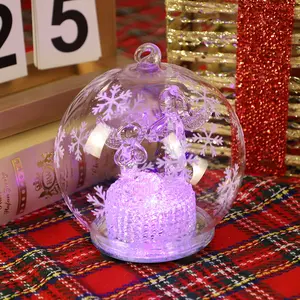 装饰小纺玻璃圣诞树悬挂小玩意圣诞场景工艺品装饰120毫米透明玻璃球