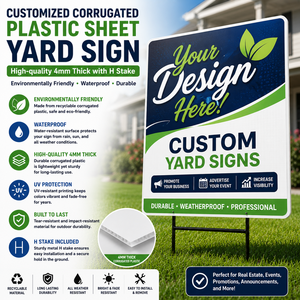 Lámina de Plástico Corrugado Personalizada, Ecológica e Impermeable, Letrero de Jardín de Alta Calidad de 4 mm de Grosor con Estaca en Forma de H - Product Image 1
