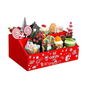 Caja de almacenamiento de madera navideña, organizador de escritorio rectangular, regalo navideño, decorativo, dos compartimentos, madera maciza - Product Image 5